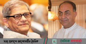 মির্জা ফখরুল ইসলাম আলমগীর (বাঁয়ে) ও বিএনপির স্থায়ী কমিটির সদস্য মির্জা আব্বাস (ডানে)।