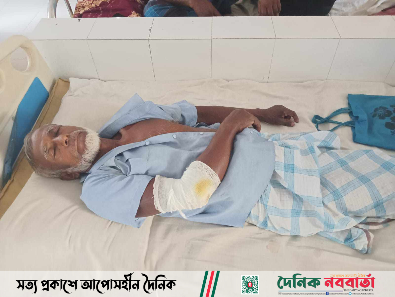 আগৈলঝাড়ায় গাছ কাটায় বাঁধা দেয়ায় প্রতিবন্ধী বৃদ্ধের উপর হামলা