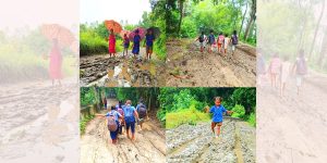কাঁধে ব্যাগ, হাতে জুতা-পিছু ছাড়ছে না দুর্ভোগ